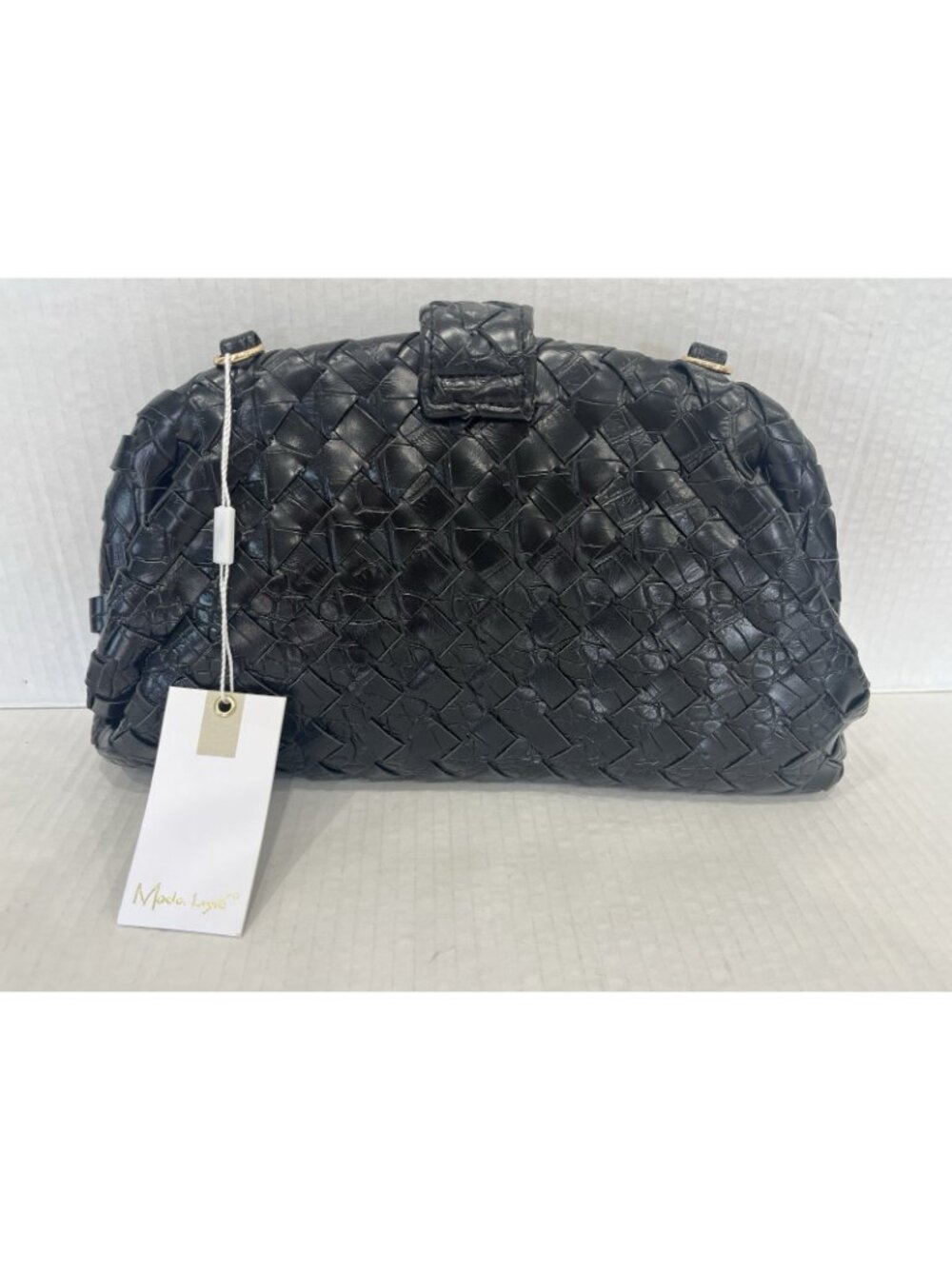 Nordstrom $80 Moda Luxe GiGi Crossbody Bag Woven Black Vegan Soft Leather Clutch - Picture 4 of 16